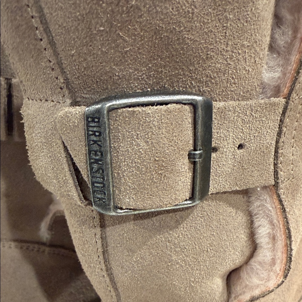 Birkenstock Pink Lined Tan Suede Winter Boots - Picture 4 of 9